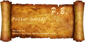 Poller Balló névjegykártya